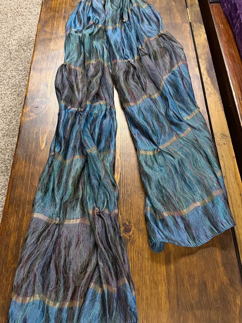 Lightweight Scarf in Teal Blue with Pearl accents